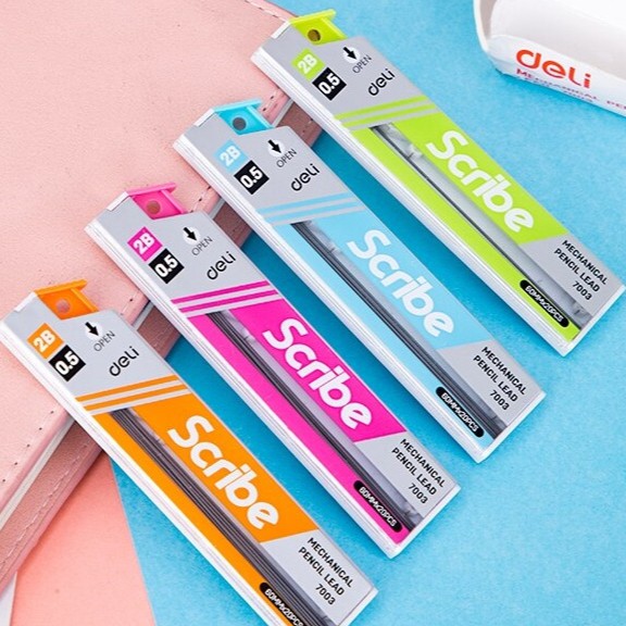 Ruột chì kim- ngòi chì bấm 2b - deli 7004 ngòi 0.7mm - deli 7005 ngòi 0.5mm