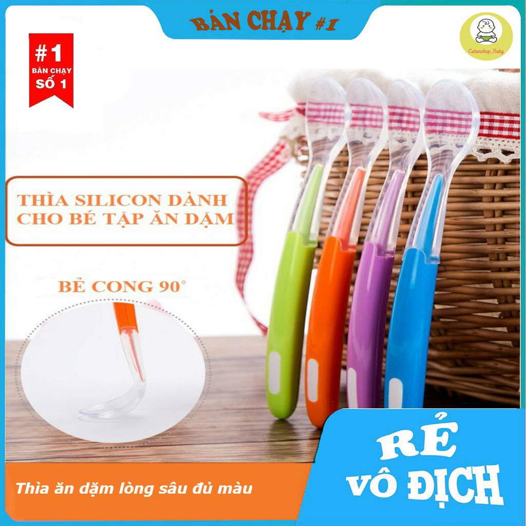 Thìa Silicon ăn dặm siêu mềm (lòng thìa sâu)