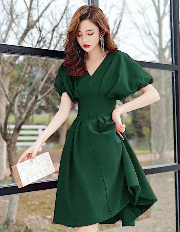 Đầm váy rêu cánh dơi xếp li