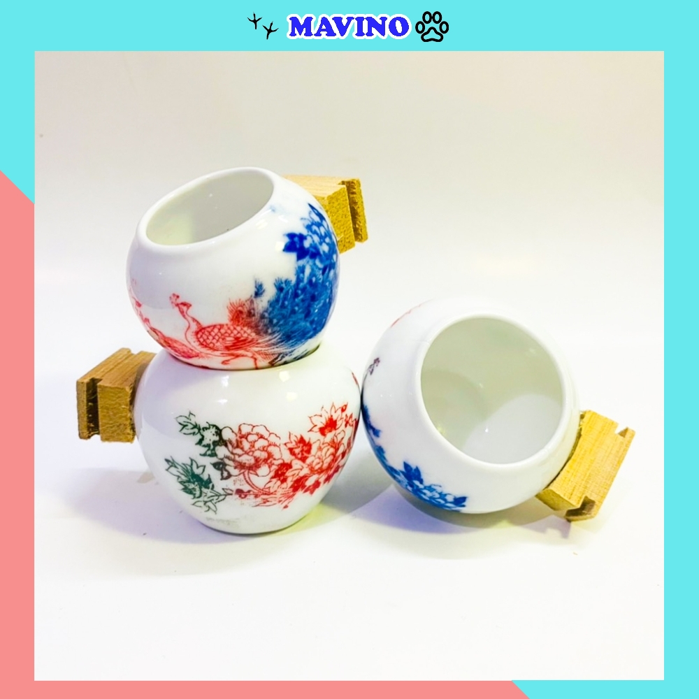 [Hoàn Tiền 10%] Cóng chào mào (trắng) chất liệu gốm sứ cao cấp họa tiết siêu đẹp (Đủ bộ) - Combo 3 cóng sứ chào mào
