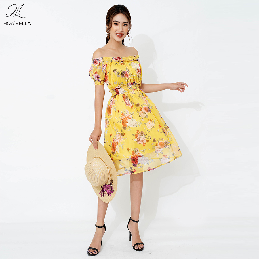 Đầm Liền HOABELLA Voan Hoa Cao Cấp DLE01