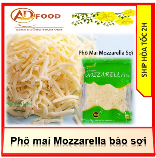 Bao 2kg phô mai Mozzarella bào sợi thơm ngon nhập khẩu Anh