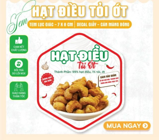 55 Tem Dán, Nhãn Dán Hạt, mứt Cán Bóng Đẹp 7 x 8 cm