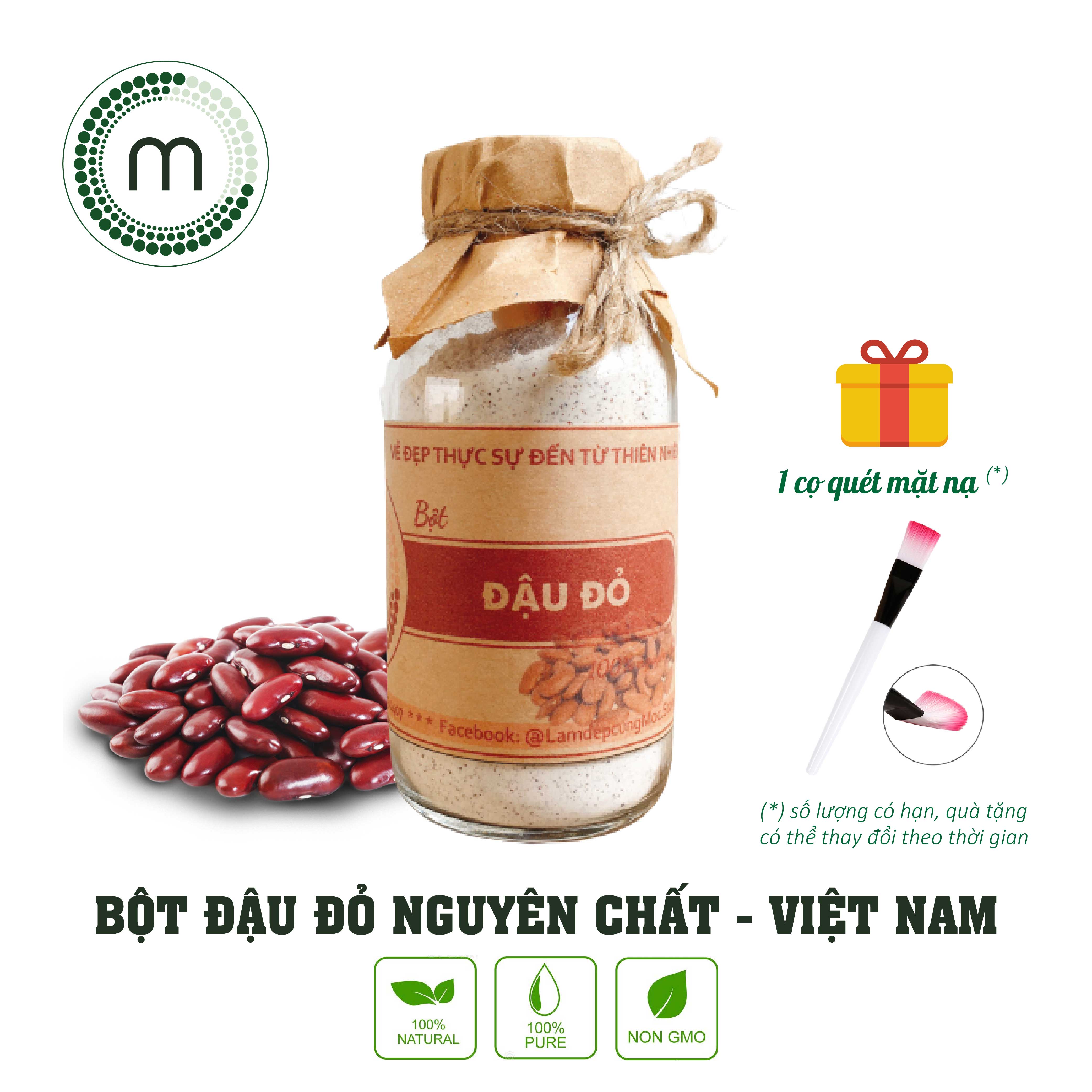 Bột đậu đỏ đắp mặt nạ MỘC dưỡng ẩm trắng da ngăn ngừa mụn hiệu quả nguyên chất túi dùng thử 10g và chai 100ml chính hãng
