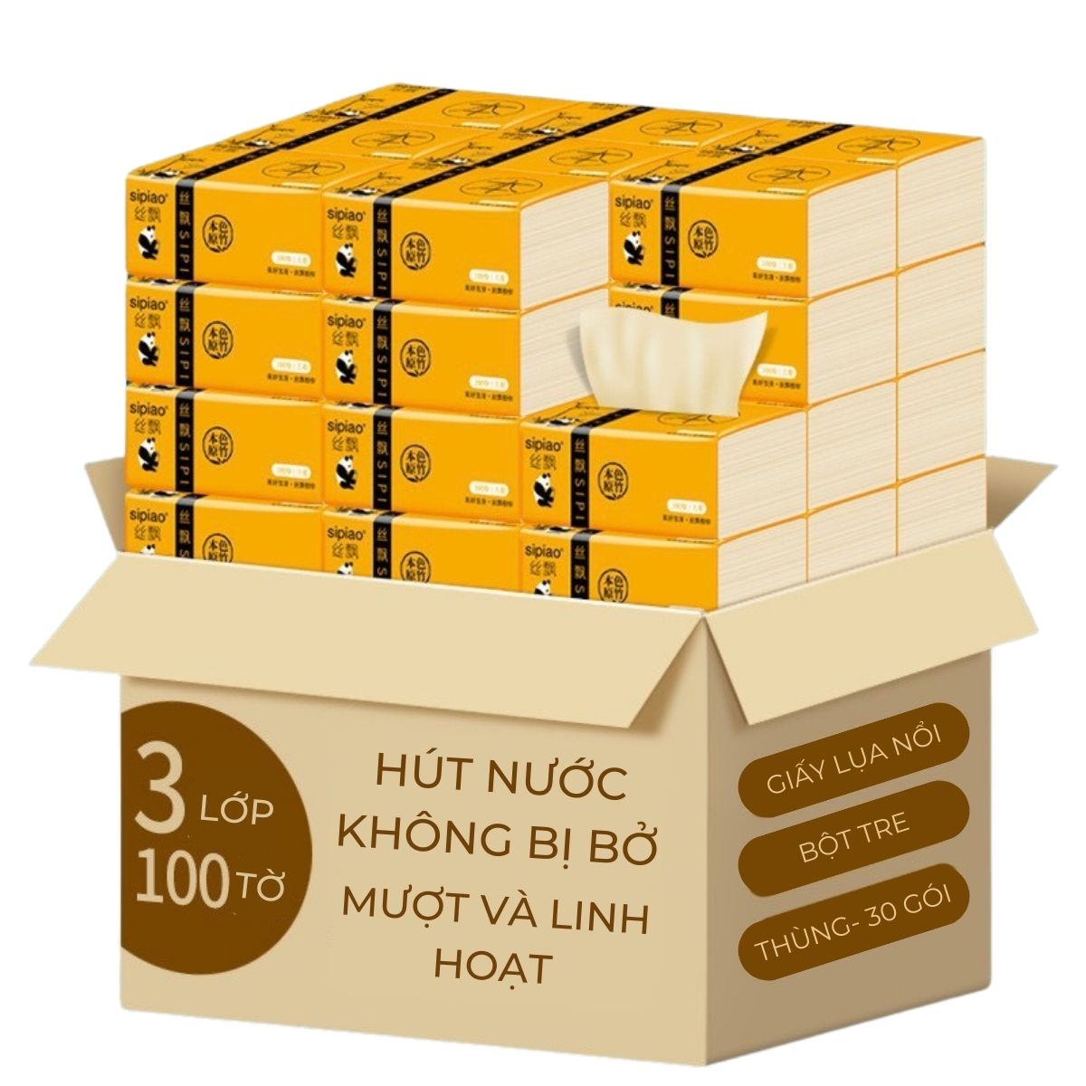 Tissue Box 30 pack panda high-grade product 1 pack of 300 sheets, 3 layer super long not enough to get water