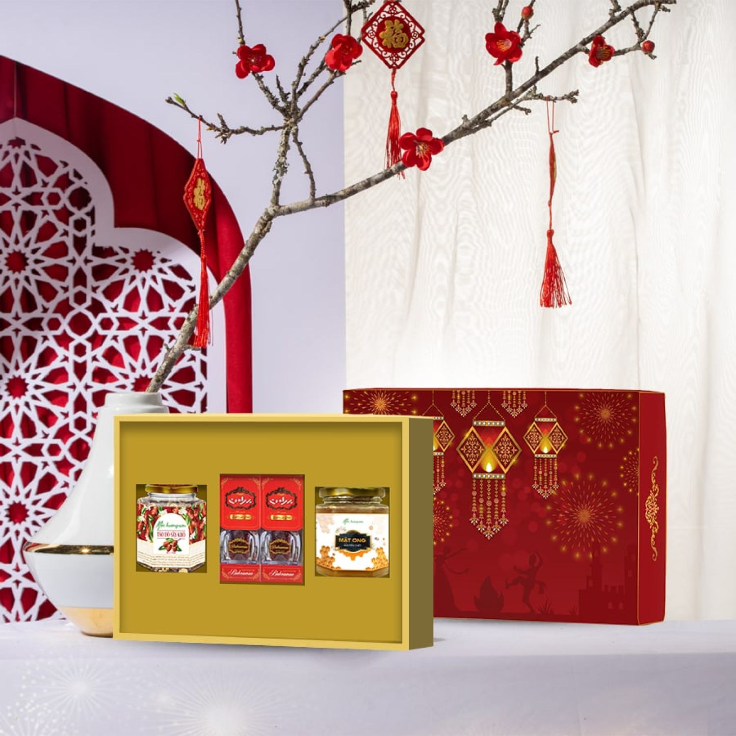 SET quà Tết Saffron Bahraman cùng táo đỏ và mật ong nguyên chất