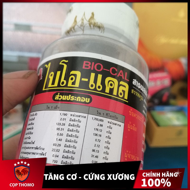 Thuoc ga da BiO Cal Thái Lan [lọ 100 viên] bồi bổ gân gối,xương khớp hiệu quả,phục hồi cơ gân gà đá.