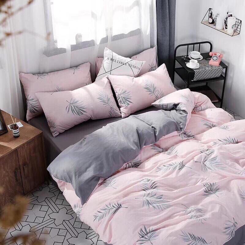 [ MIỄN PHÍ VẬN CHUYỂN ]-BỘ CHĂN GA GỐI LÁ HỒNG CHẤT ĐŨI NHẬP.
