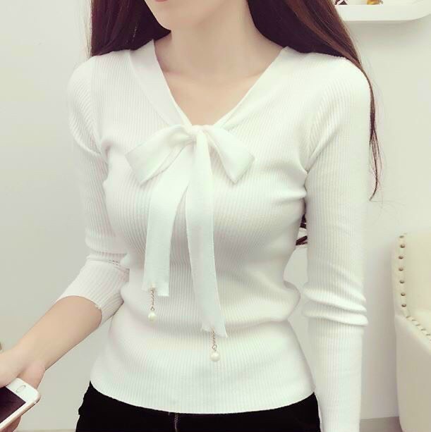 Áo thun gân Nơ cổ tim xinh đẹp from dưới 50kg