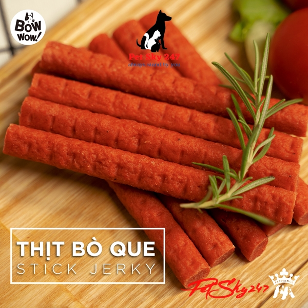 [HCM]Thức Ăn Vặt Snack Bò Que Cho Chó Bow Wow Beef Jerky 90g