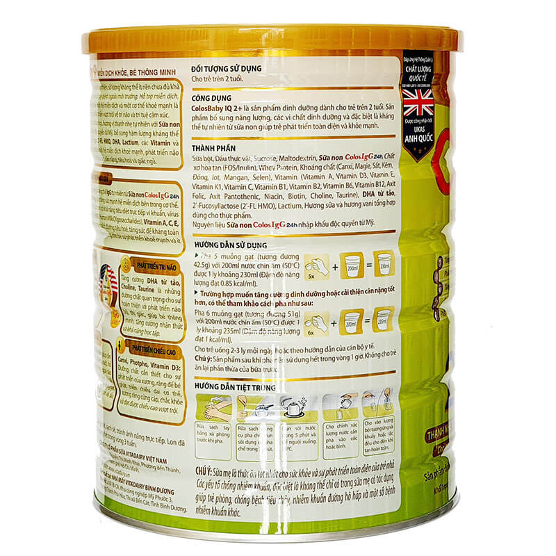 Sữa Non Colos Baby IQ 2+ 800gr