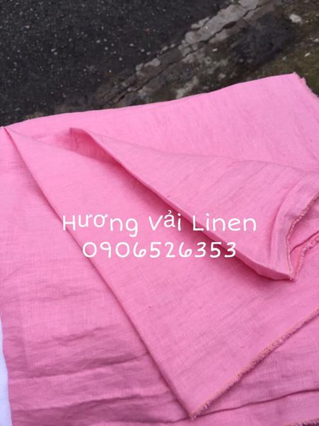 Vải linen tưng premium màu Hồng đào đã wash cn!