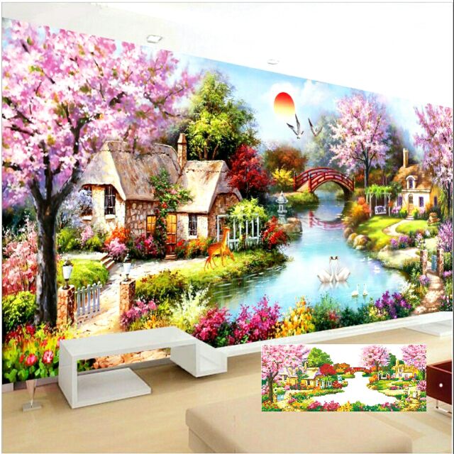[HCM]Tranh Đính Đá Phong Cảnh Y8006 100x50cm