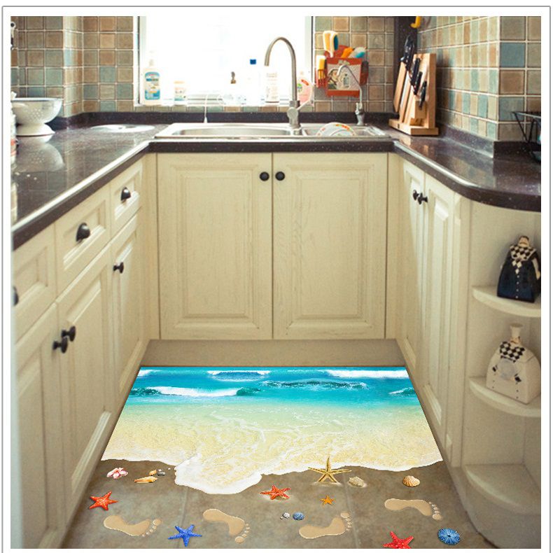 Decal 3D tranh bãi cát biển DCS035 ( 60 x 88 cm)