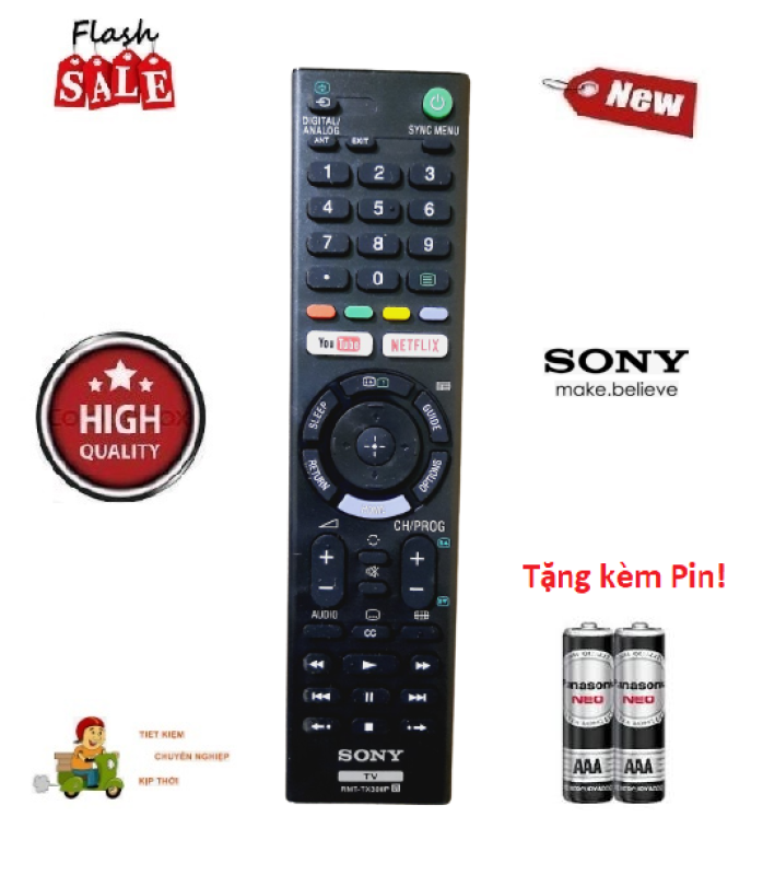 Bảng giá Remote Điều khiển Tivi Sony RMT-TX300P- Hàng loại 1 chất lượng cao Made in malaysia & Tặng kèm pin