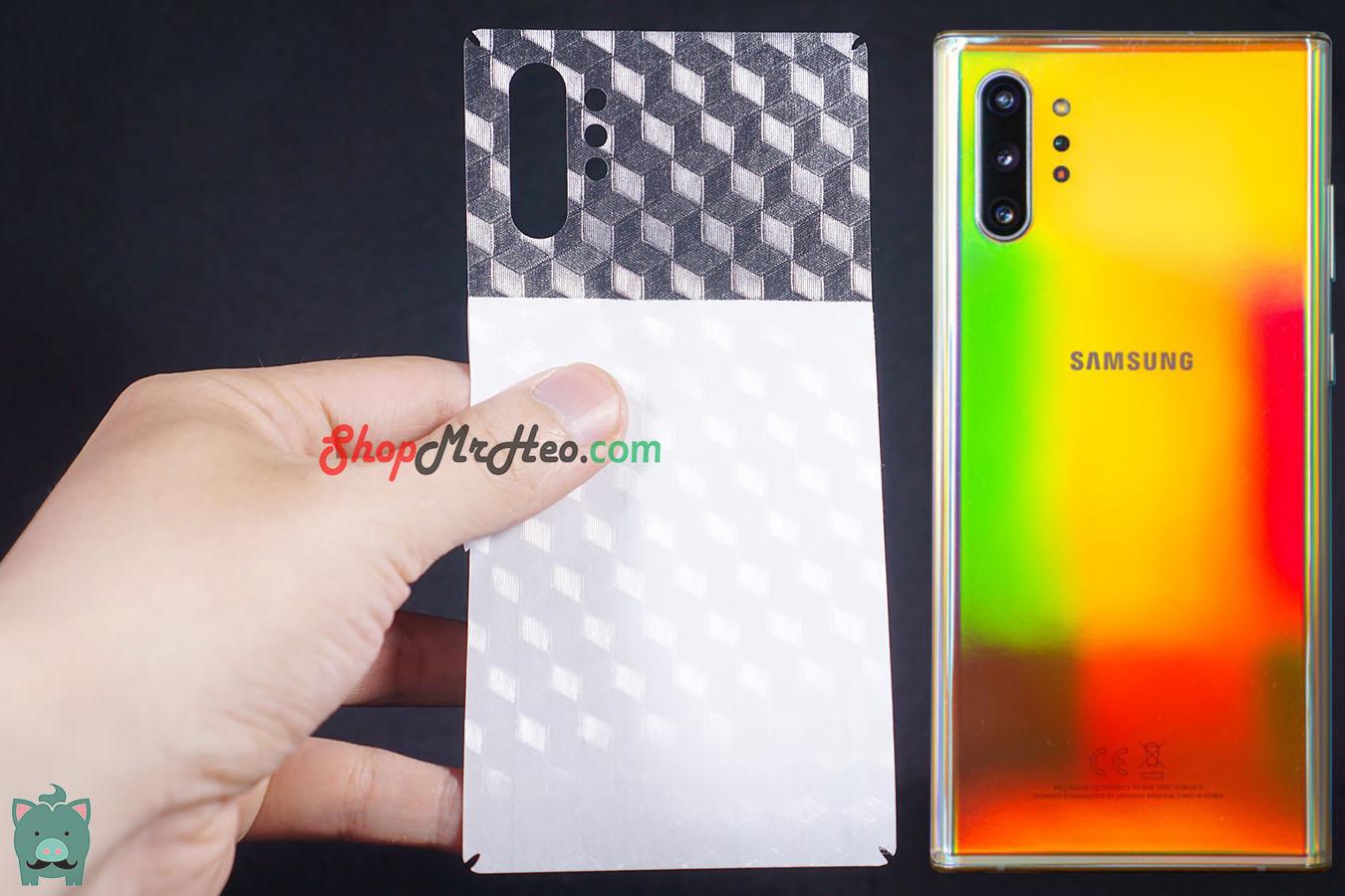 [HCM]Bộ 3 Skin Dán Mặt Sau Lưng Vân 3D Carbon Samsung Galaxy Note 10 Plus