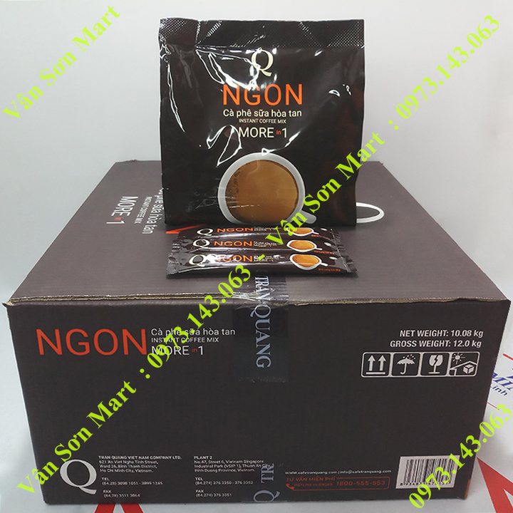 Thùng cà phê sữa Ngon Trần Quang 21 bịch 480g (24 gói dài x 20g)