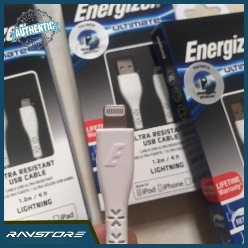 [HÀNG CHÍNH HÃNG] Cáp iphone Energizer siêu bền, dài 1.2M ( usb-A to Lightning) - Bảo hành 12 tháng