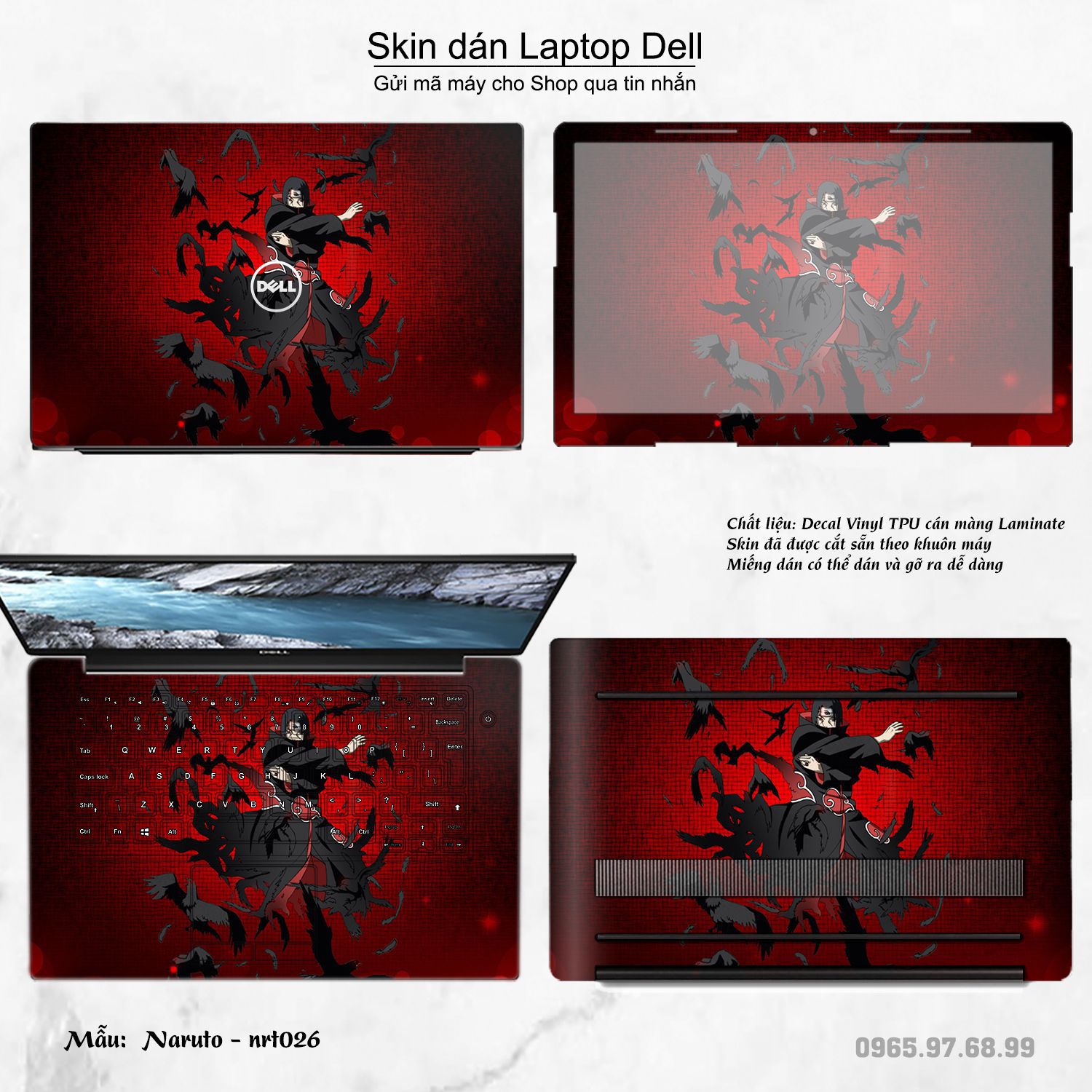 Decal Skin dán Laptop Dell mẫu Naruto (inbox mã máy cho shop)