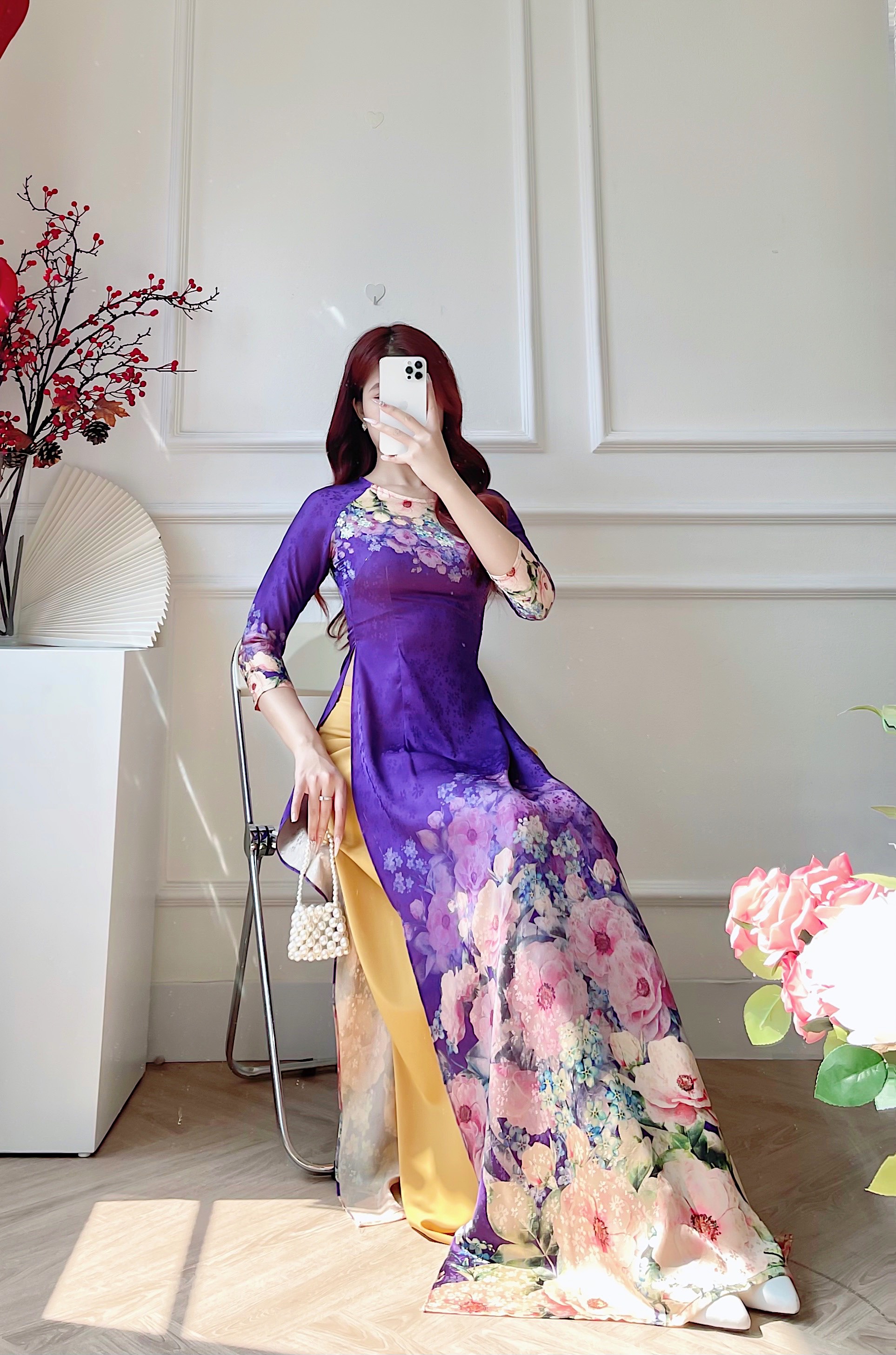 Áo dài áo dài cách tân nữ lụa thái tuấn MÃ TV03