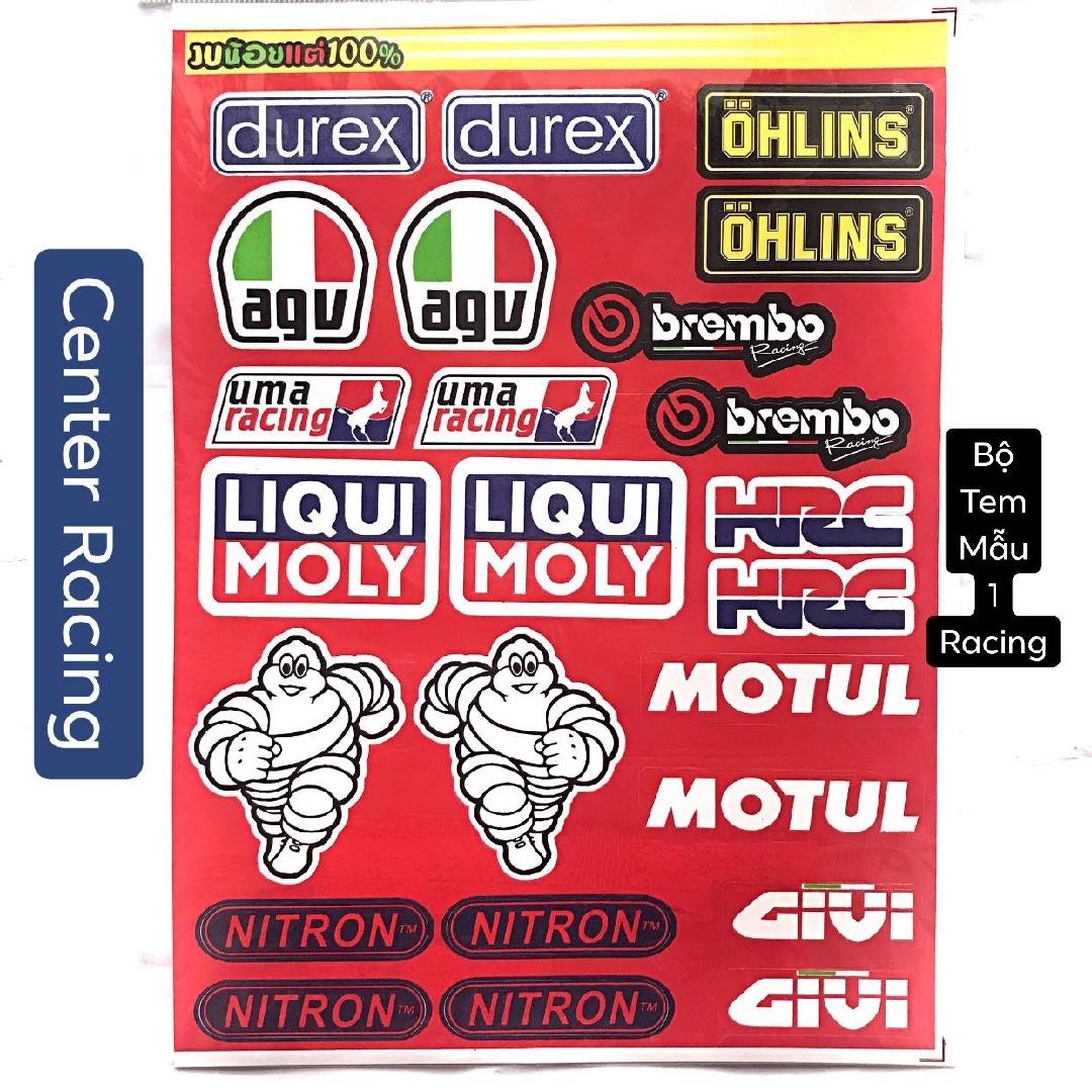 [ 25 In 1 ] Bộ tem xe máy Logo Racing Mẫu 1