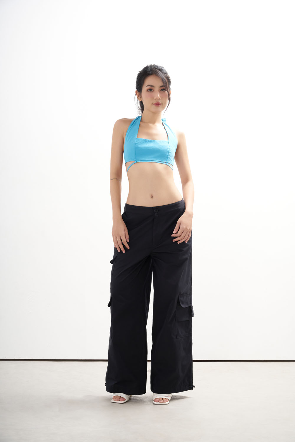 Dottie - quần parachute phối dây - đen - q0315