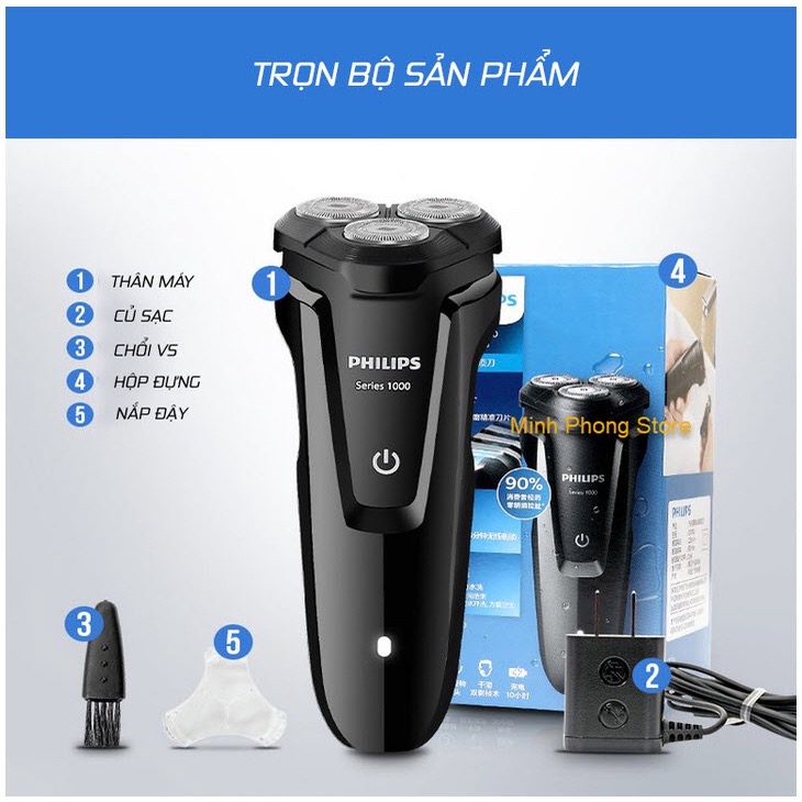 [Hàng Chính Hãng] Máy Cạo Râu 3 Lưỡi Philips S1010