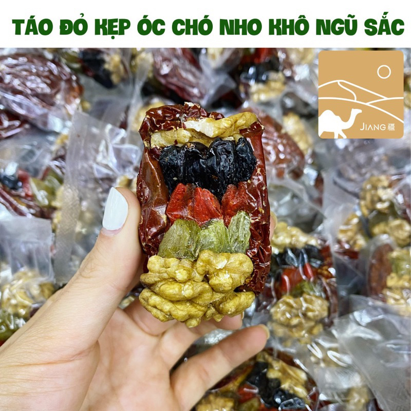 Táo đỏ kẹp óc chó nho khô câu kỷ tử đỏ ngũ sắc ăn vặt siêu ngon túi 500g - Jiang Hà Nội