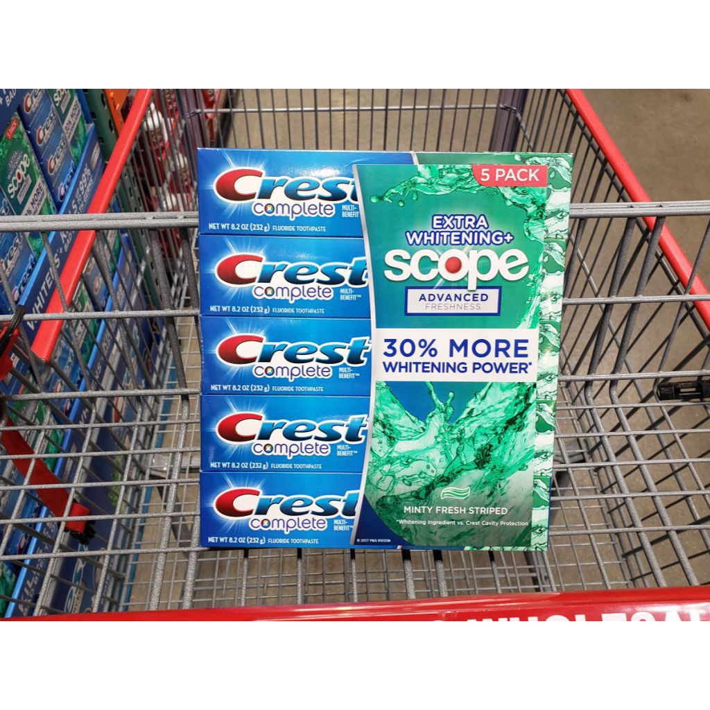 [HOT]Kem Đánh Răng Crest Complete Extra Whitening + Scope Advanced Freshness Mỹ- Hộp 232g