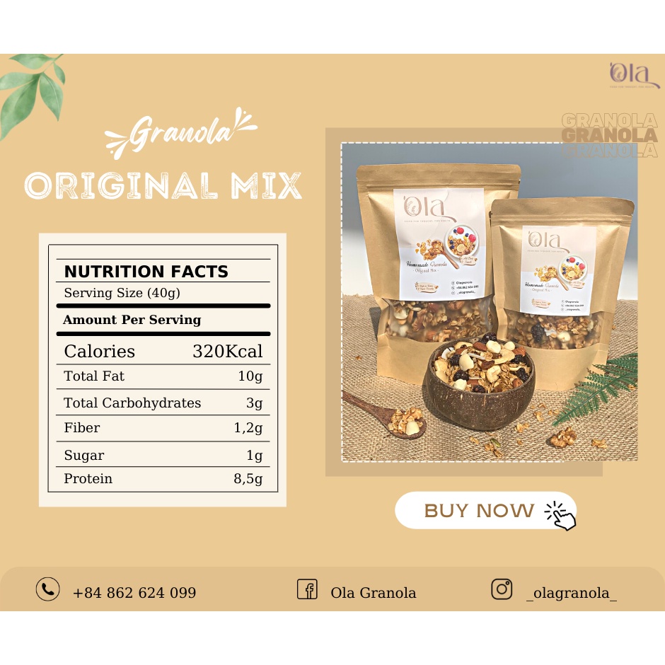 Hạt dinh dưỡng Ola Granola - Original Mixed Nuts gói 250g