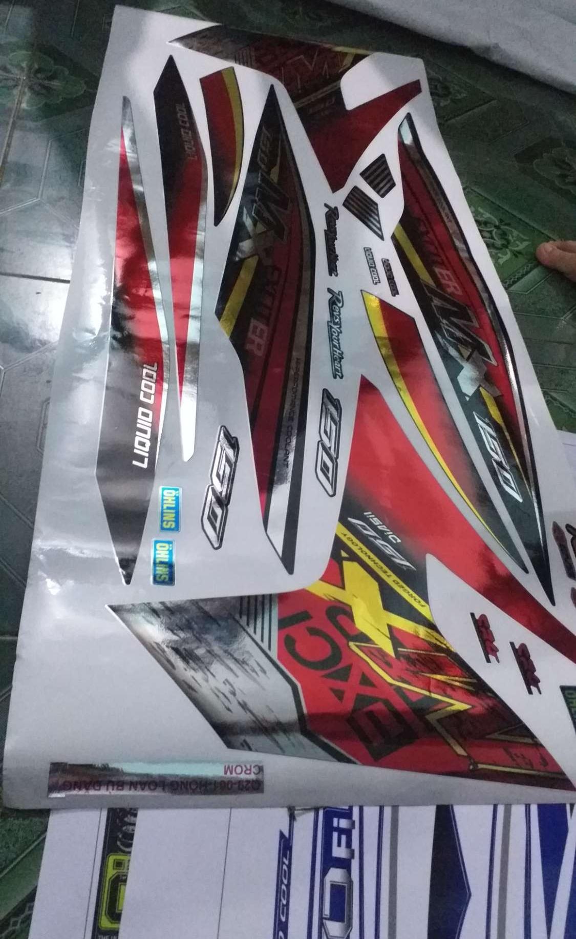 Tem rời crom dán xe ex 150