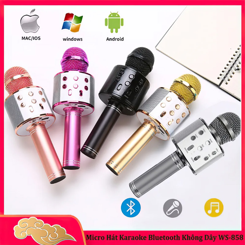 WS858 Micro hát karaoke Bluetooth 3in1 kèm loa