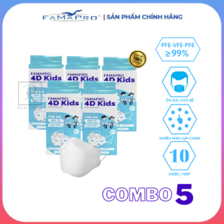 COMBO 5 HỘP - Khẩu Trang Y Tế 4D KID - Nam Anh Famapro  Hộp 10 chiếc thumbnail
