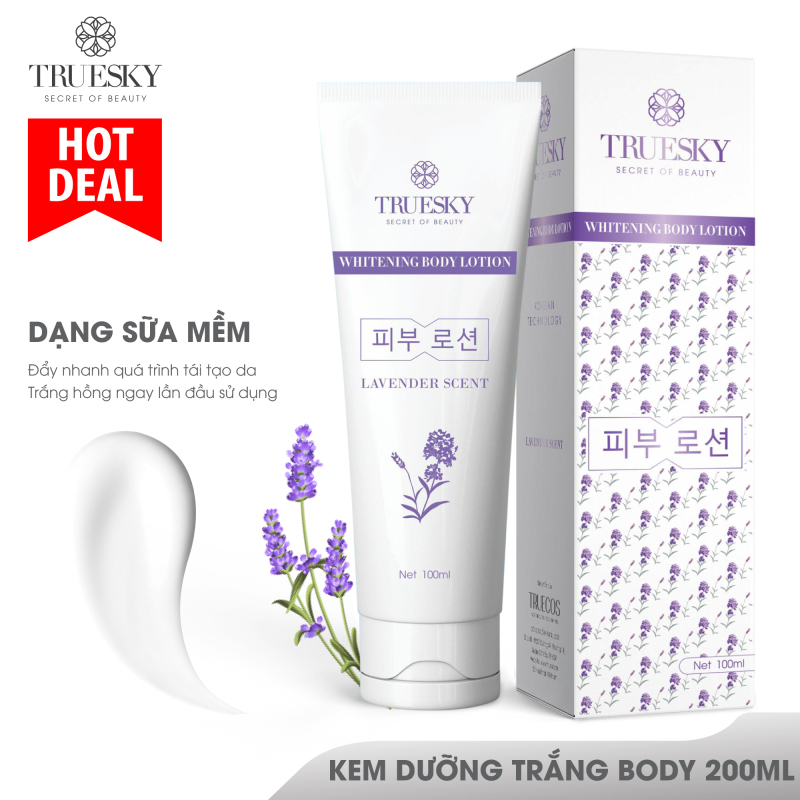Kem body dưỡng trắng da Truesky dạng lotion hương nước hoa Lavender chính hãng 100ml - Whitening Body Lotion nhập khẩu