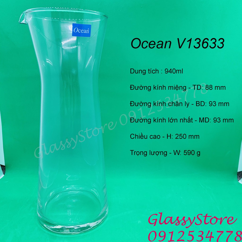Bình (ly) Thủy Tinh Ocean Carafe - 270ml / 610ml / 940ml / 970ml (Hàng nhập khẩu Thái Lan chính hãng) (1 cái)