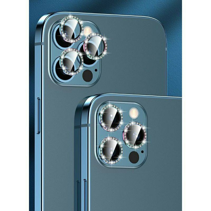 bộ 3 mắt dán camera  titan đính đá cho iPhone 12 pro max cực sang