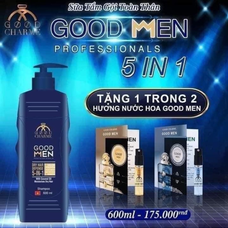 [xanh] Sữa Tắm Goodmen xanh 5in1 600ml ( Hết tặng 3ml )