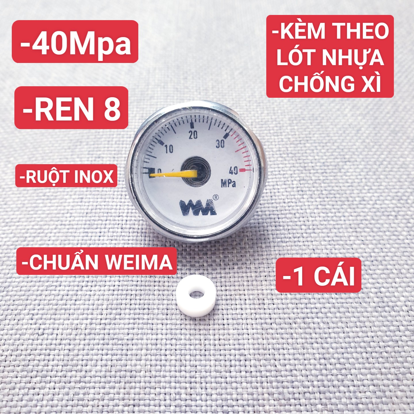 Đồng hồ đo áp suất weima 40Mpa ( REN 8MM )
