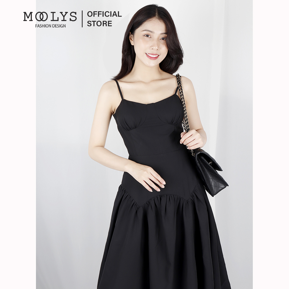 Đầm dự tiệc hai dây midi sang chảnh Moolys MD016