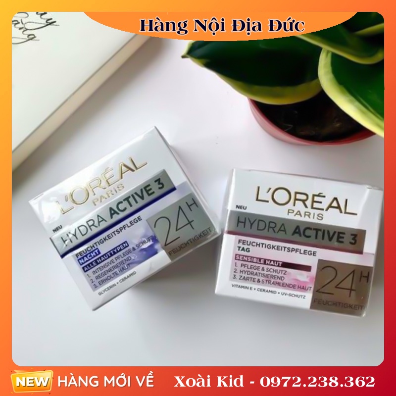 Kem dưỡng da Loreal Hydra Active 3 24h - Nội địa Đức Đủ Bill