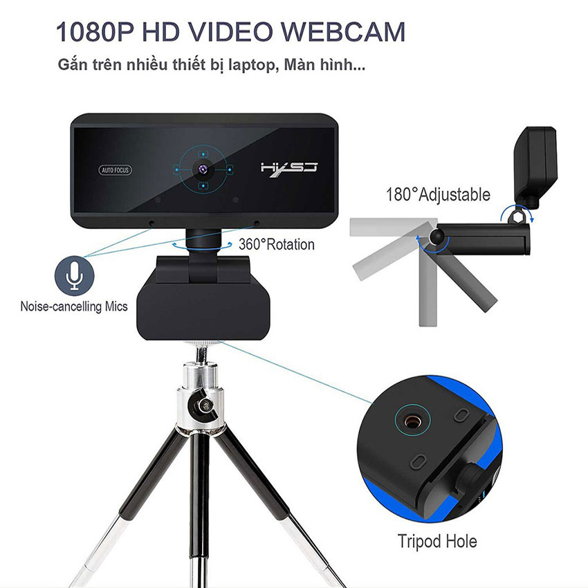 Webcam HXSJ S4 Pro 2K với công nghệ cao truyền tải âm thanh và hình ảnh trung thực, sắc nét - BH Chính Hãng 12 Tháng