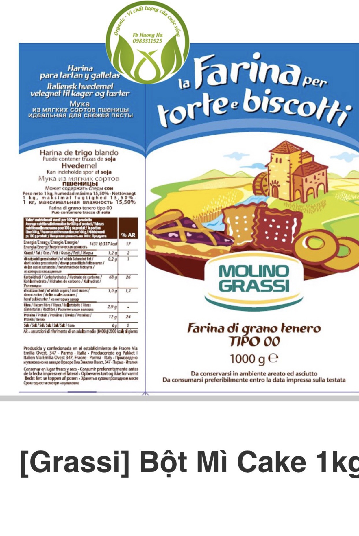 Bột mì cake 1kg Tipo 00 Cake flour, Biscotti flour