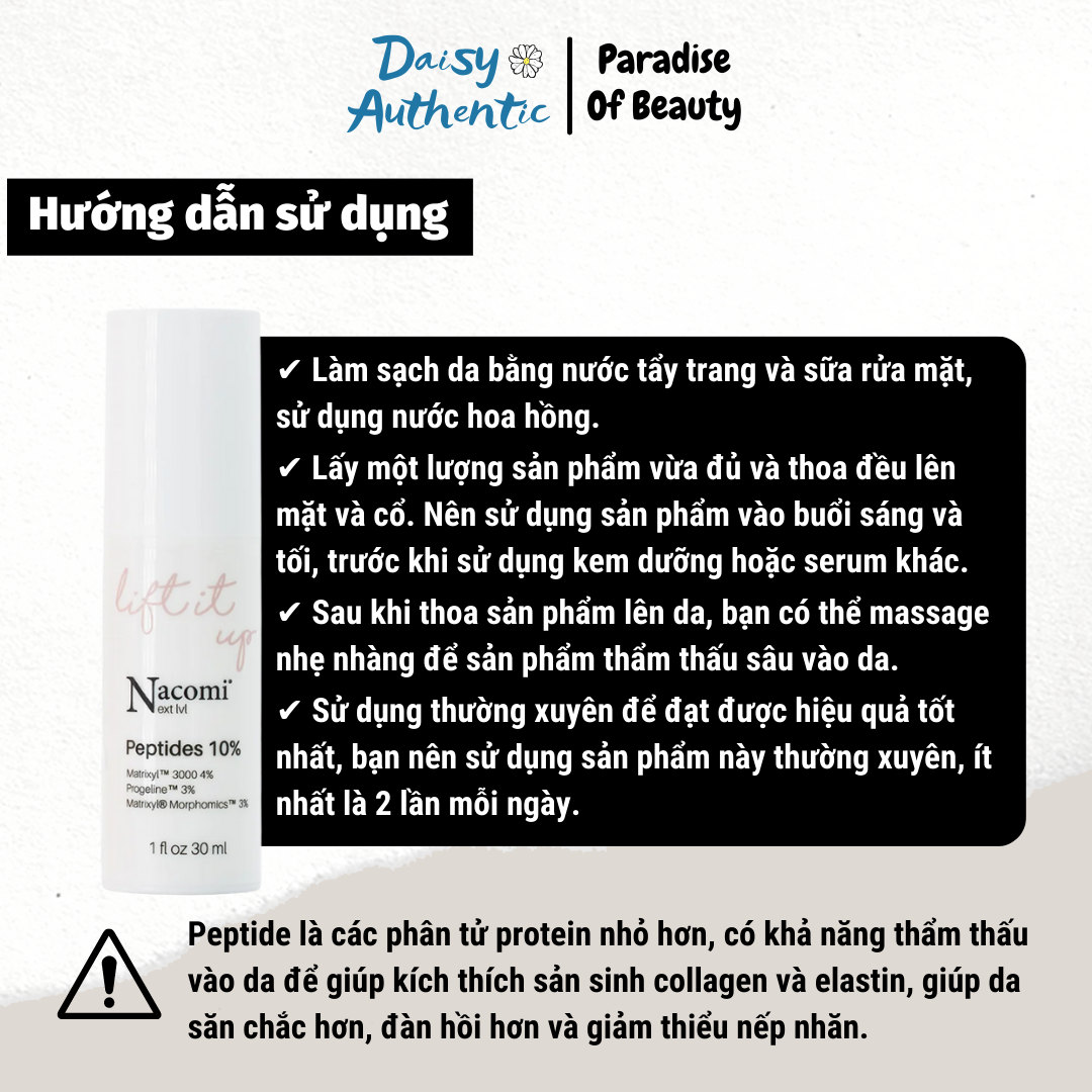 Tinh Chất Dưỡng Da, Phục Hồi Nacomi Peptides 10% - 30ml