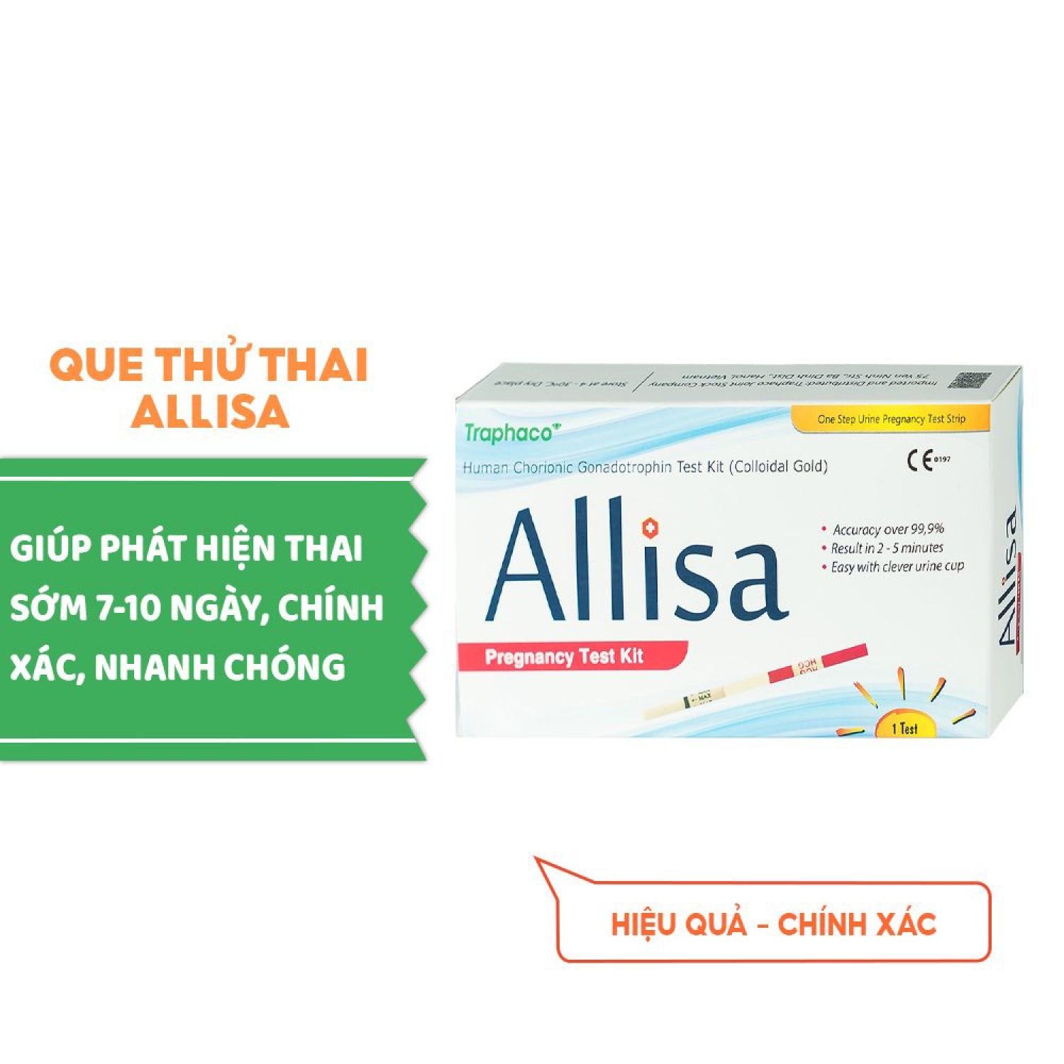Que thử thai ALLISA que thử thai nhanh HCG - Traphaco
