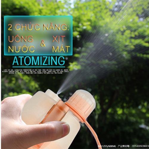 [HCM]Bình uống nước 2 chức năng New.B 600ML (Hồng nhạt)