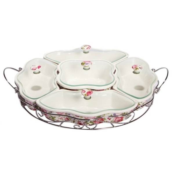 Bộ 1 khay mứt sứ candy dish