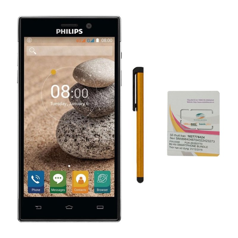 Bộ 1 Philips Xenium V787 16GB (Đen) - Hãng phân phối chính thức + Bút cảm ứng Stylus Touch 1 đầu Pen-x + Sim Viettel
