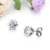 Bộ 2 bông tai thời trang 5mm BT39 (màu bạc, hột trắng)
