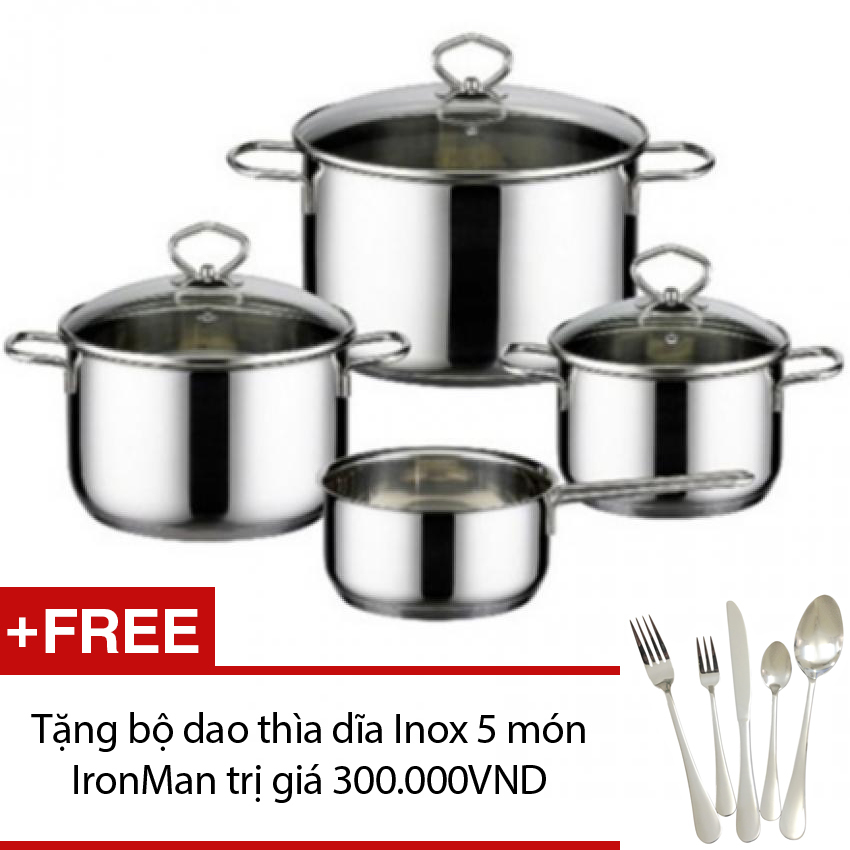 Bộ 4 nồi Elo Sky Line + Tặng bộ dao thìa dĩa Inox 5 món IronMan