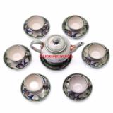 Bộ ấm chén Bát Tràng dáng BATO vẽ Cá men cổ